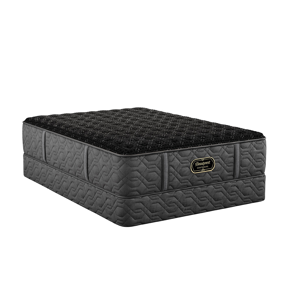 Black trilliant beautyrest mattress with quilted pattern on a white background