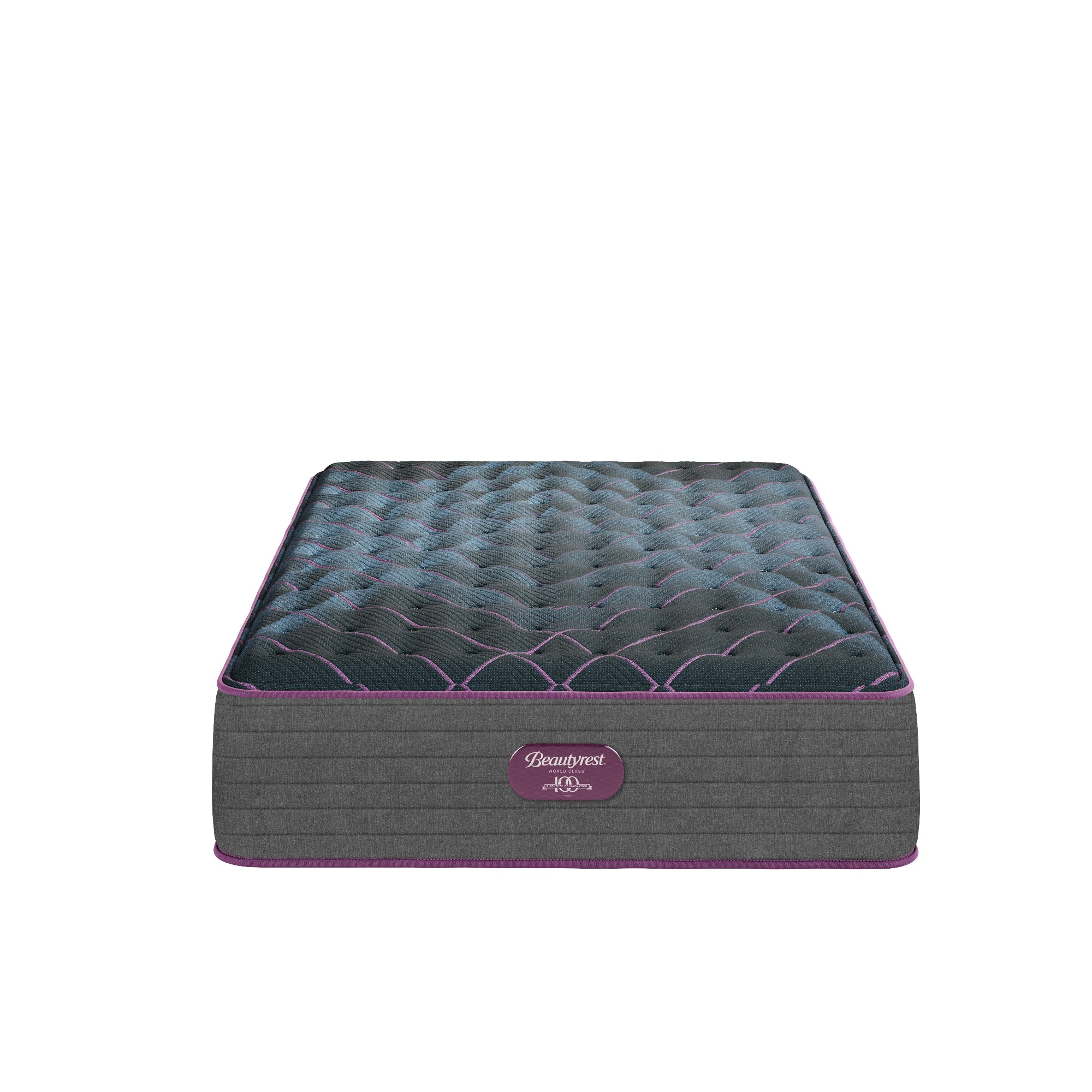 Gray mattress with purple accents on a white background