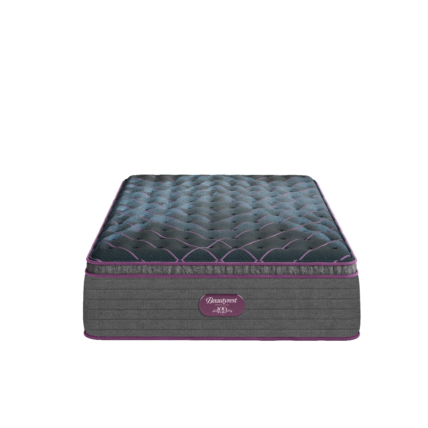 Gray and purple mattress on a white background