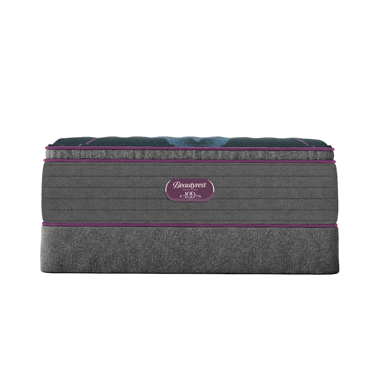 Gray mattress with purple accents on a white background