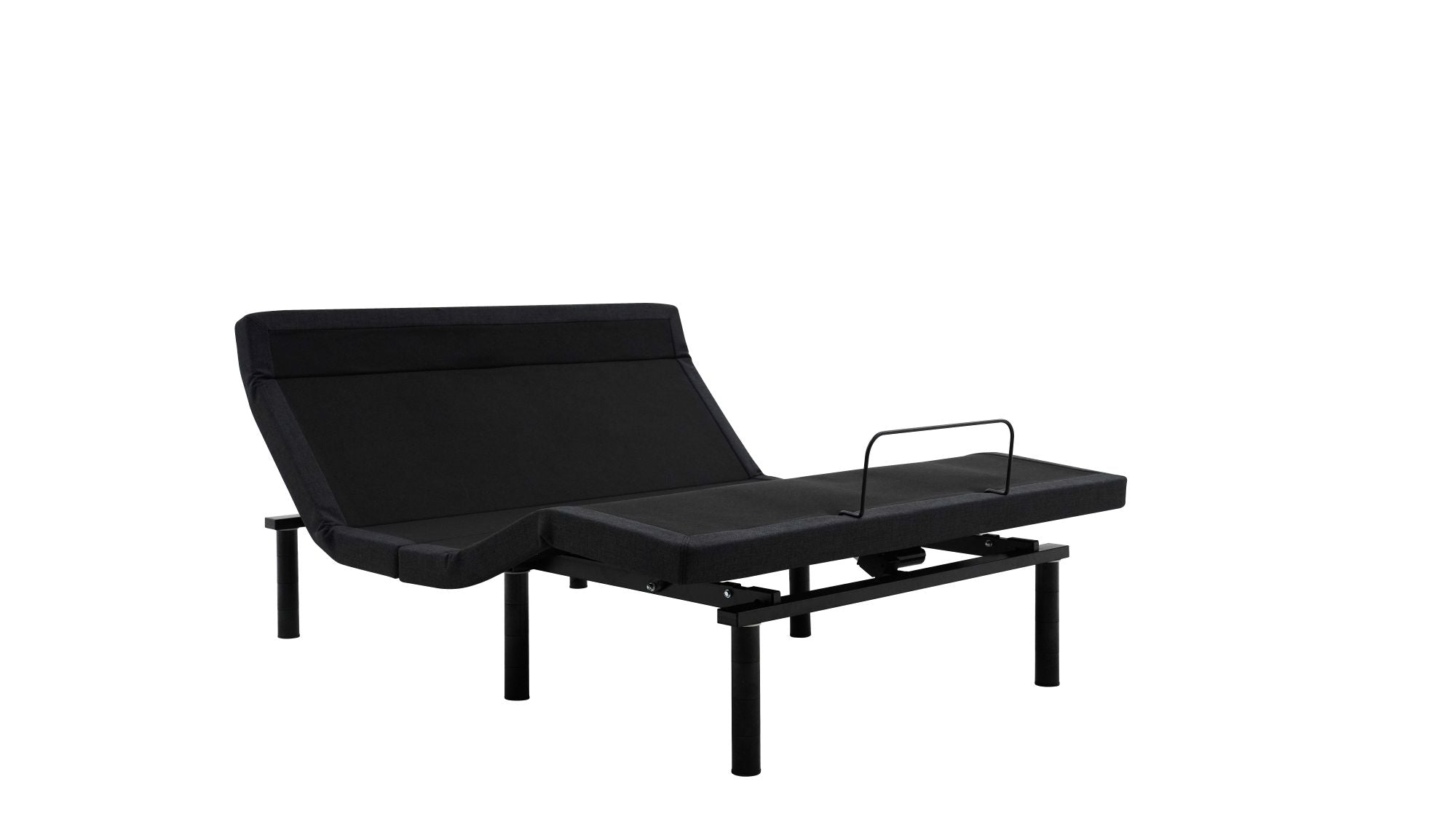 Black adjustable bed on a white background