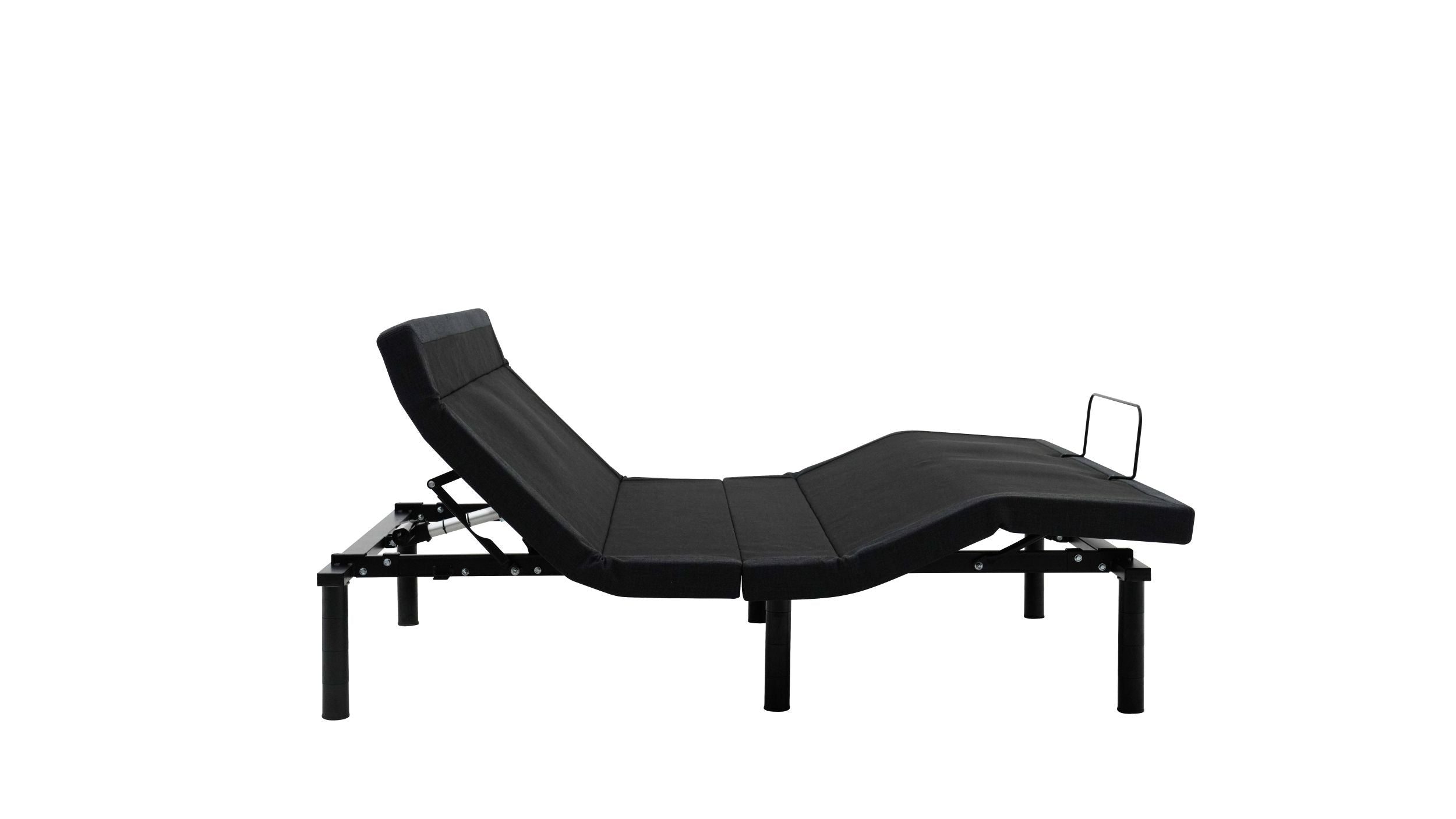 Black adjustable bed on a white background
